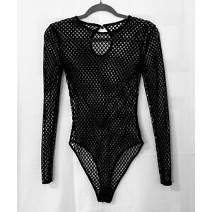Long Sleeve Fishnet Mesh Bodysuit Bodycon Layering Piece